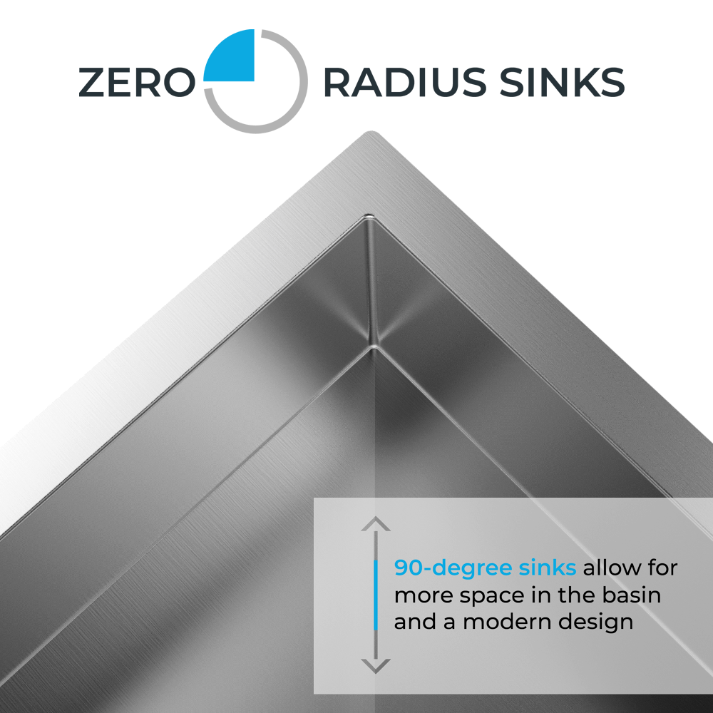 32" Extra-Large Zero Radius Undermount Stainless Steel Single Bowl Kitchen Sink, KH-3218-9-S-R0