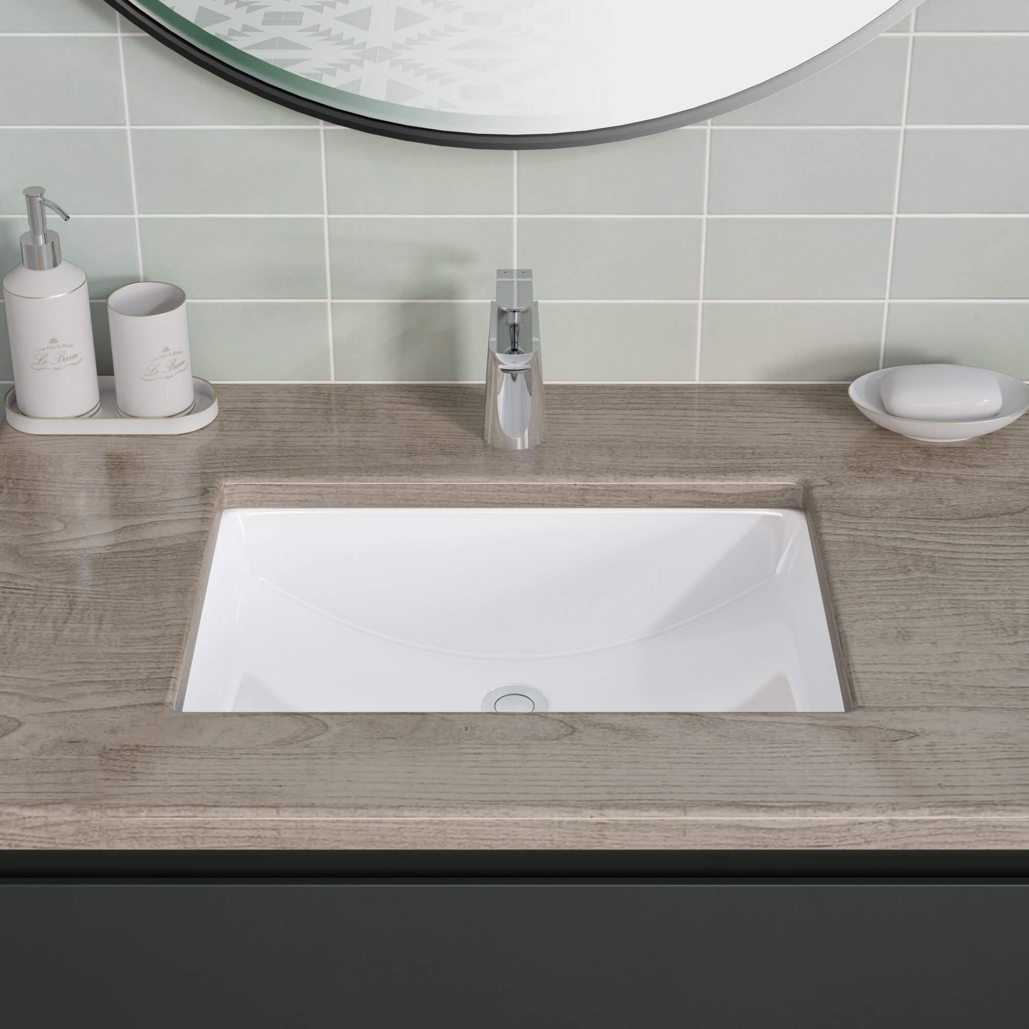 18-1/8" Rectangular Porcelain Undermount Bathroom Sink with Overflow Drain in White, VCS-1216-R