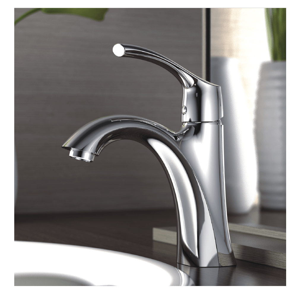 Single Handle 1-Hole Bathroom Faucet with Pop-up Drain in Chrome, A-6550-C