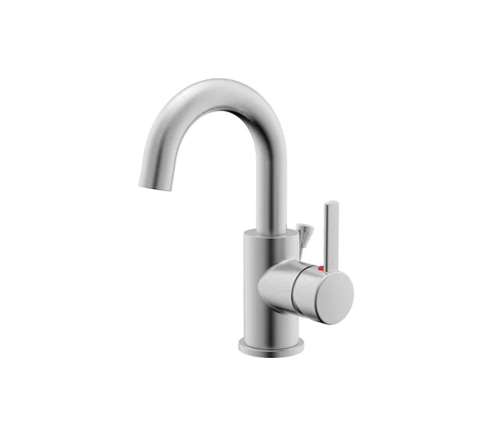 Single Handle High Arc Bathroom Faucet with Pop-up Drain in Brushed Nickel, A-7005-BN