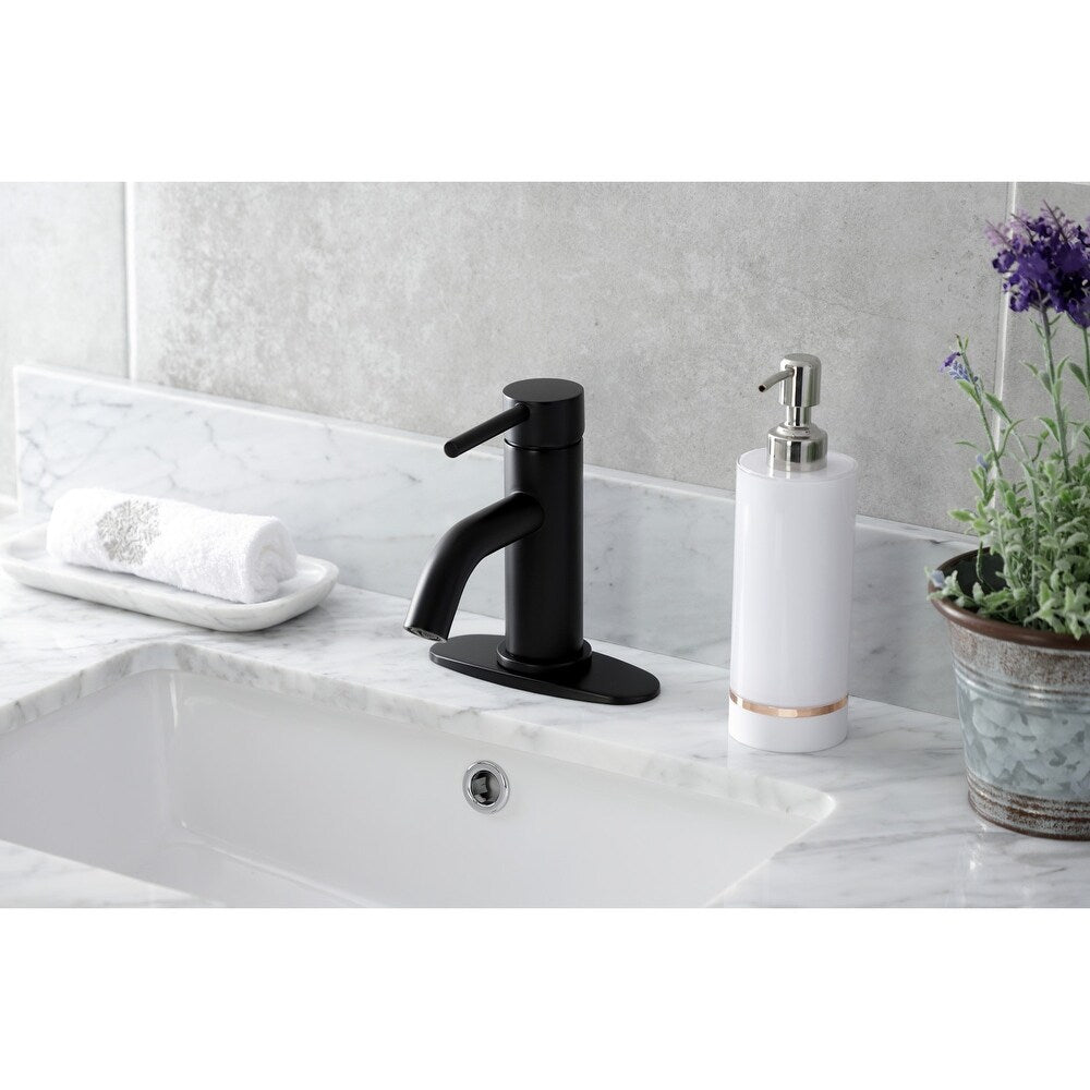 Matte Black Single Hole Single Handle Bathroom Faucet with Pop-up Drain, A-7006-BL