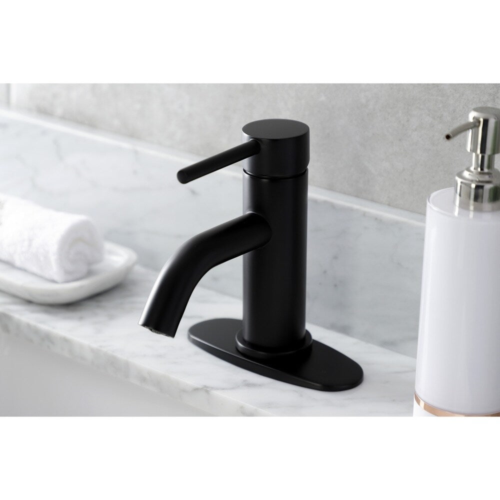 Matte Black Single Hole Single Handle Bathroom Faucet with Pop-up Drain, A-7006-BL