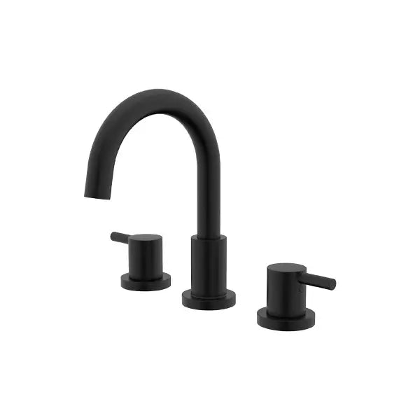 Matte Black Dual Handle Widespread Faucet - Curved Spout – Model A-7012-BL