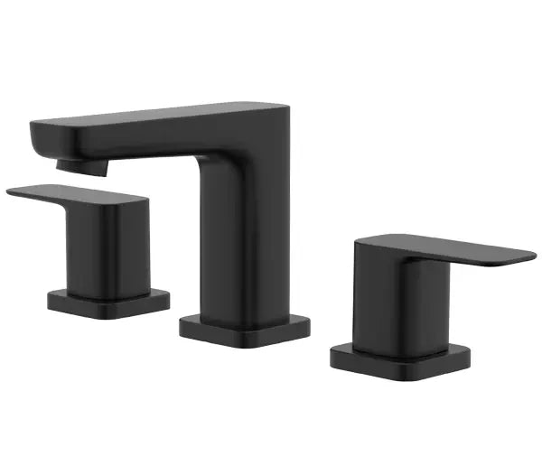 Matte Black Two Handle Bathroom Sink Faucet - Angular Spout – Model A-7014-BL