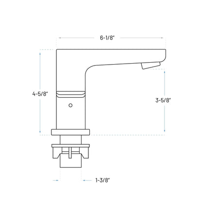 Technical drawing of a bathroom faucet