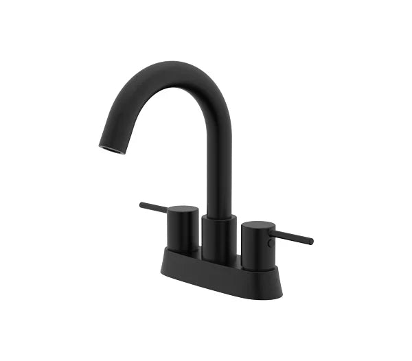 Matte Black Centerset Two Handle Bathroom Faucet with Pop-up Drain, A-7022-BL