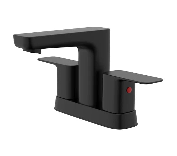 Matte Black Two Handle Centerset Bathroom Faucet with Pop-up Drain, A-7024-BL