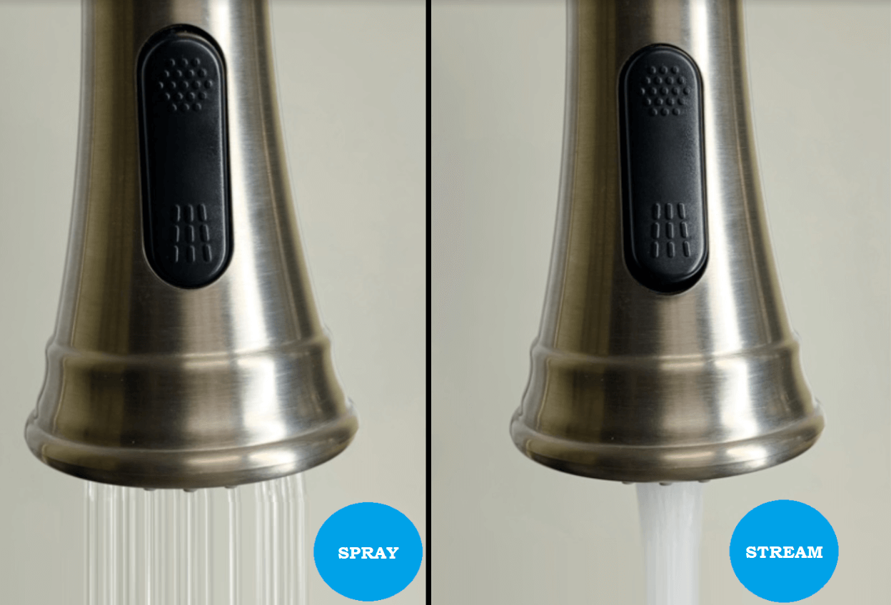 Brushed Nickel Single Hole, Single Handle Kitchen Faucet with Pull-Down Sprayer, A-726-BN