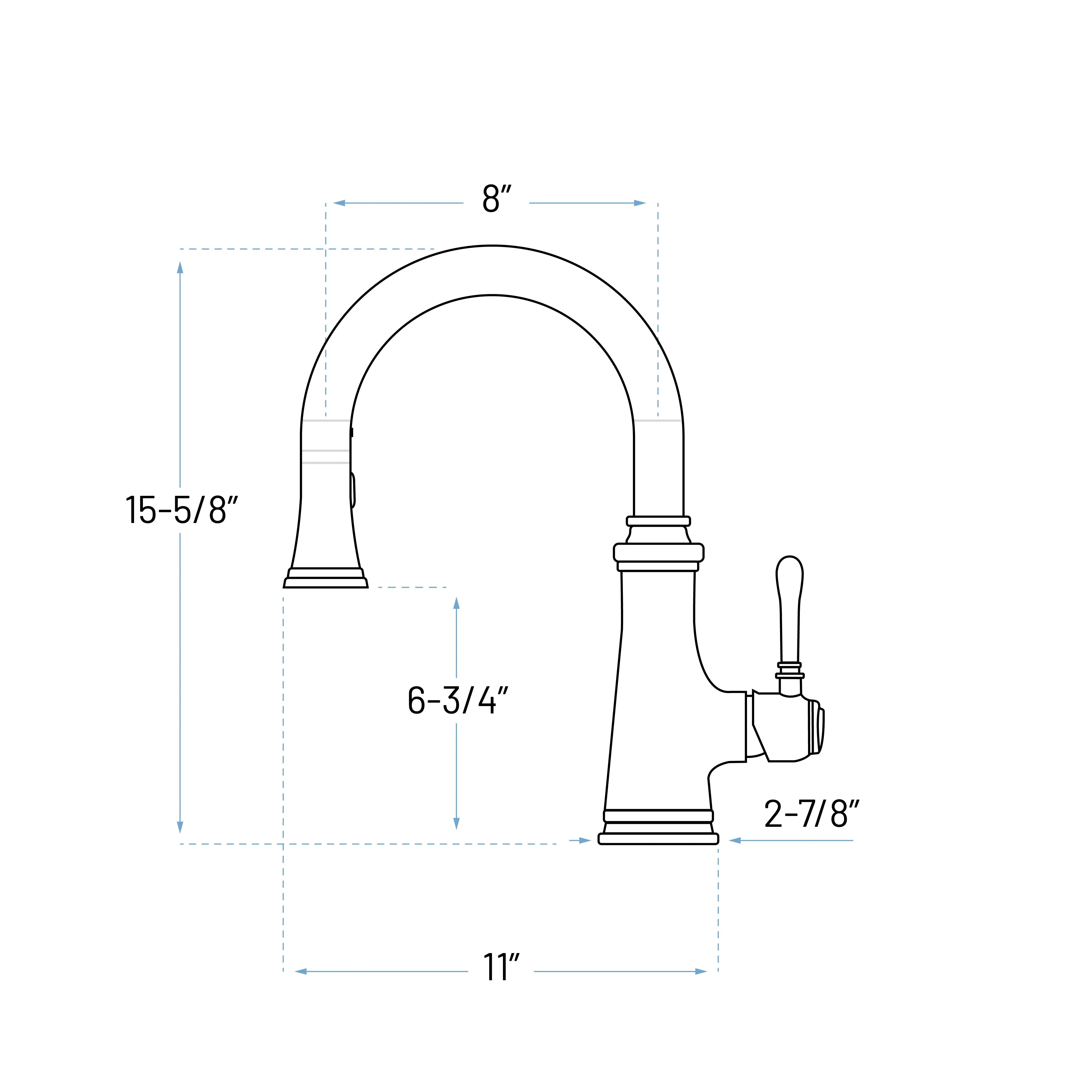 Brushed Nickel Single Hole, Single Handle Kitchen Faucet with Pull-Down Sprayer, A-726-BN
