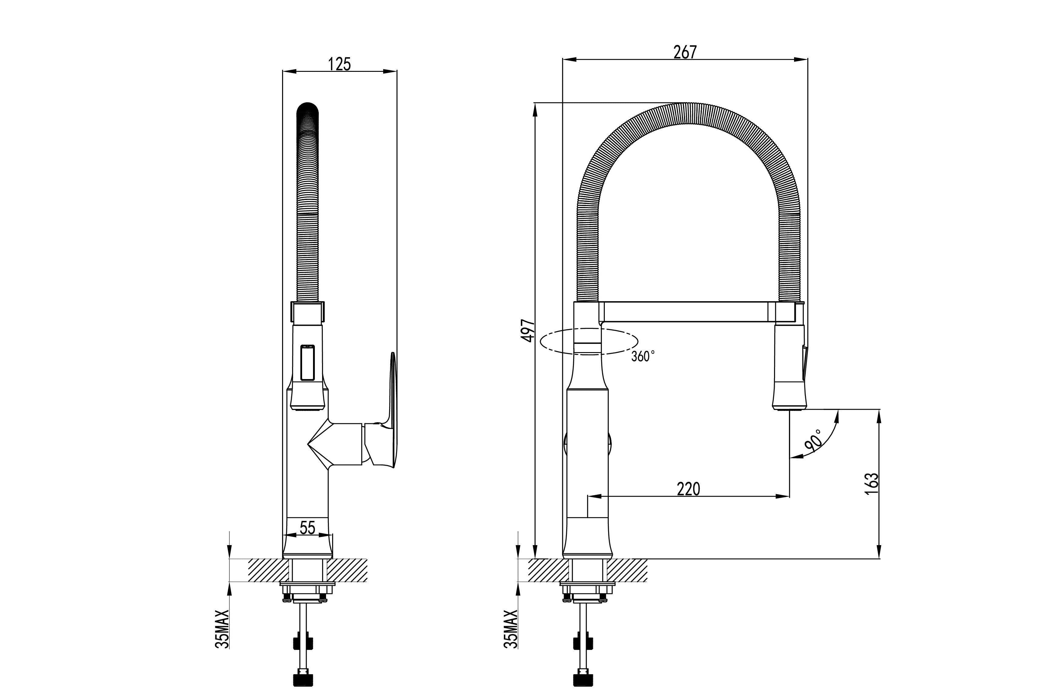 Chrome Single Handle Spring Kitchen Faucet with Sprayer, A-730-C