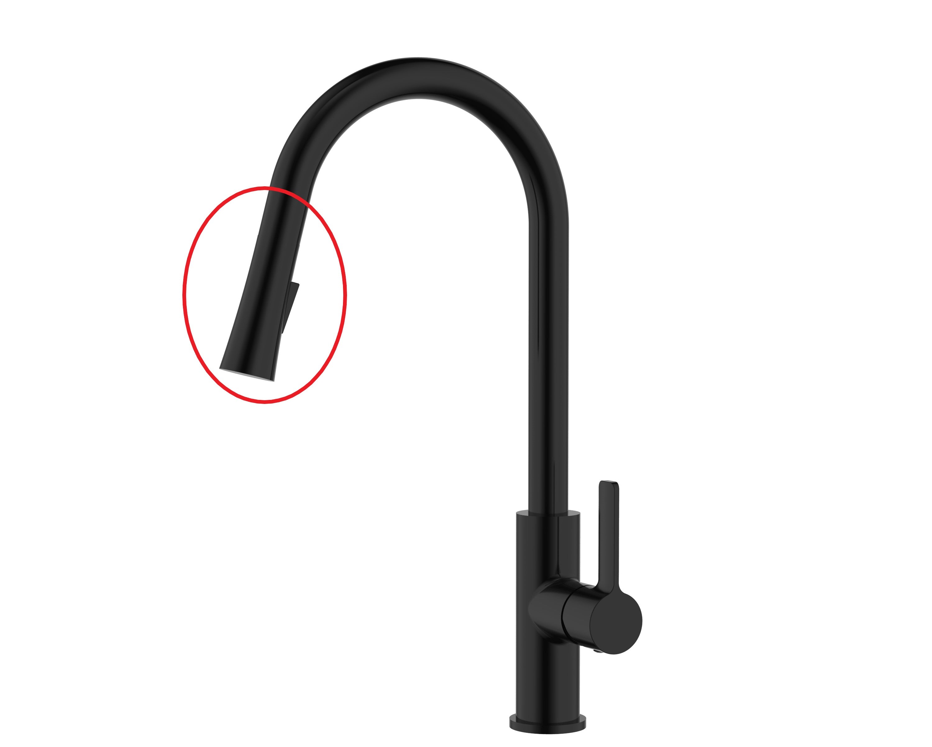 Pull Down Flared Kitchen Faucet Sprayer Head Replacement in Matte Black, AL740BL