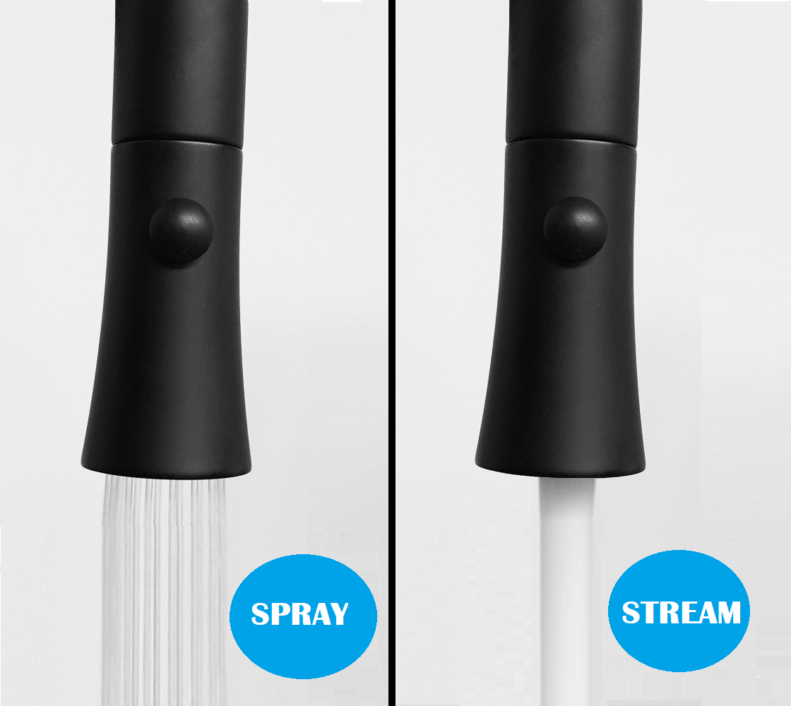 Matte Black Flared Pull Down Kitchen Faucet Sprayer Head Replacement, AL760BL