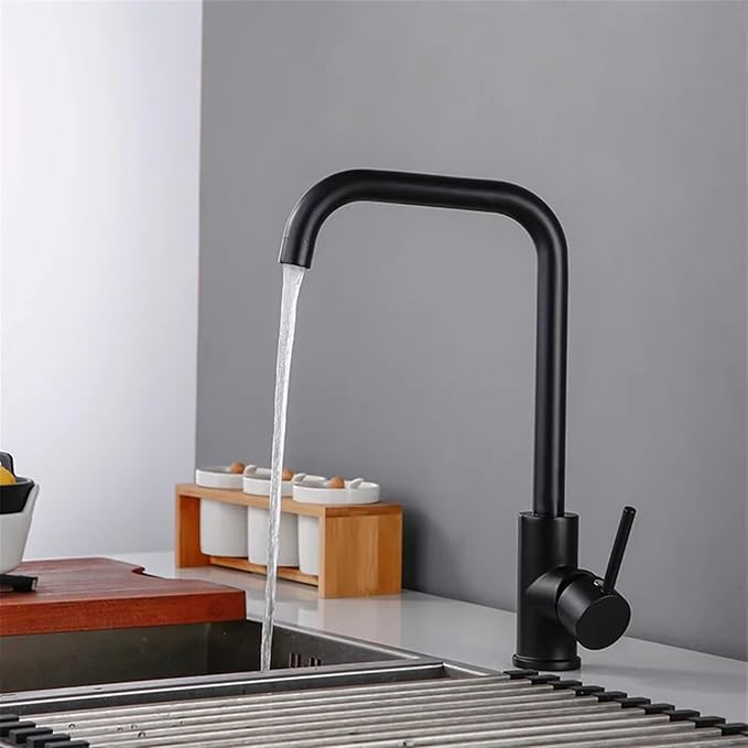 Matte Black High-Arch Single Handle Kitchen Faucet, A-809-BL