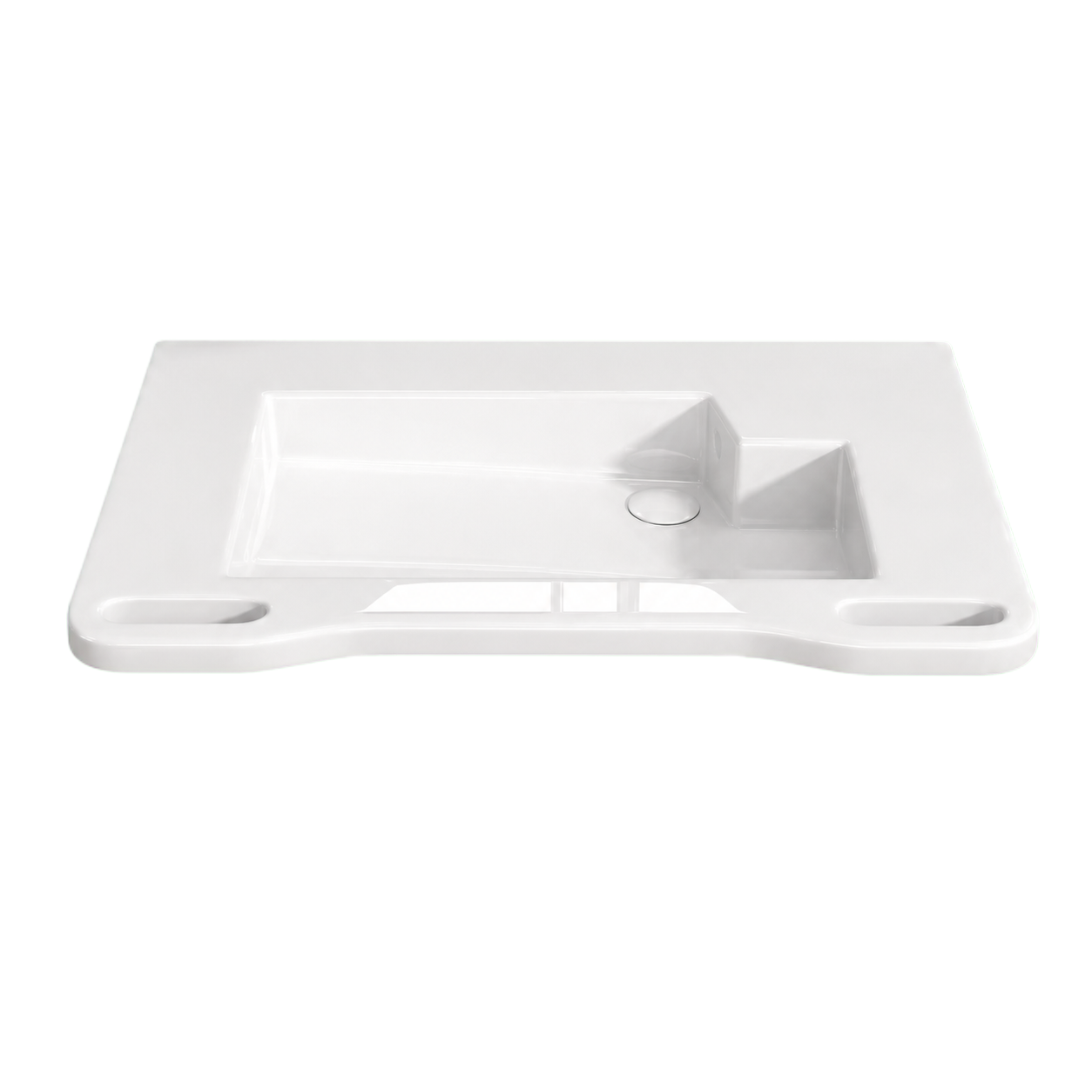 31-3/4 in. ADA Compliant Wall-Mounted Bathroom Vanity with Ceramic Sink, Built-In Support Handles, and Matte Grey Cabinet