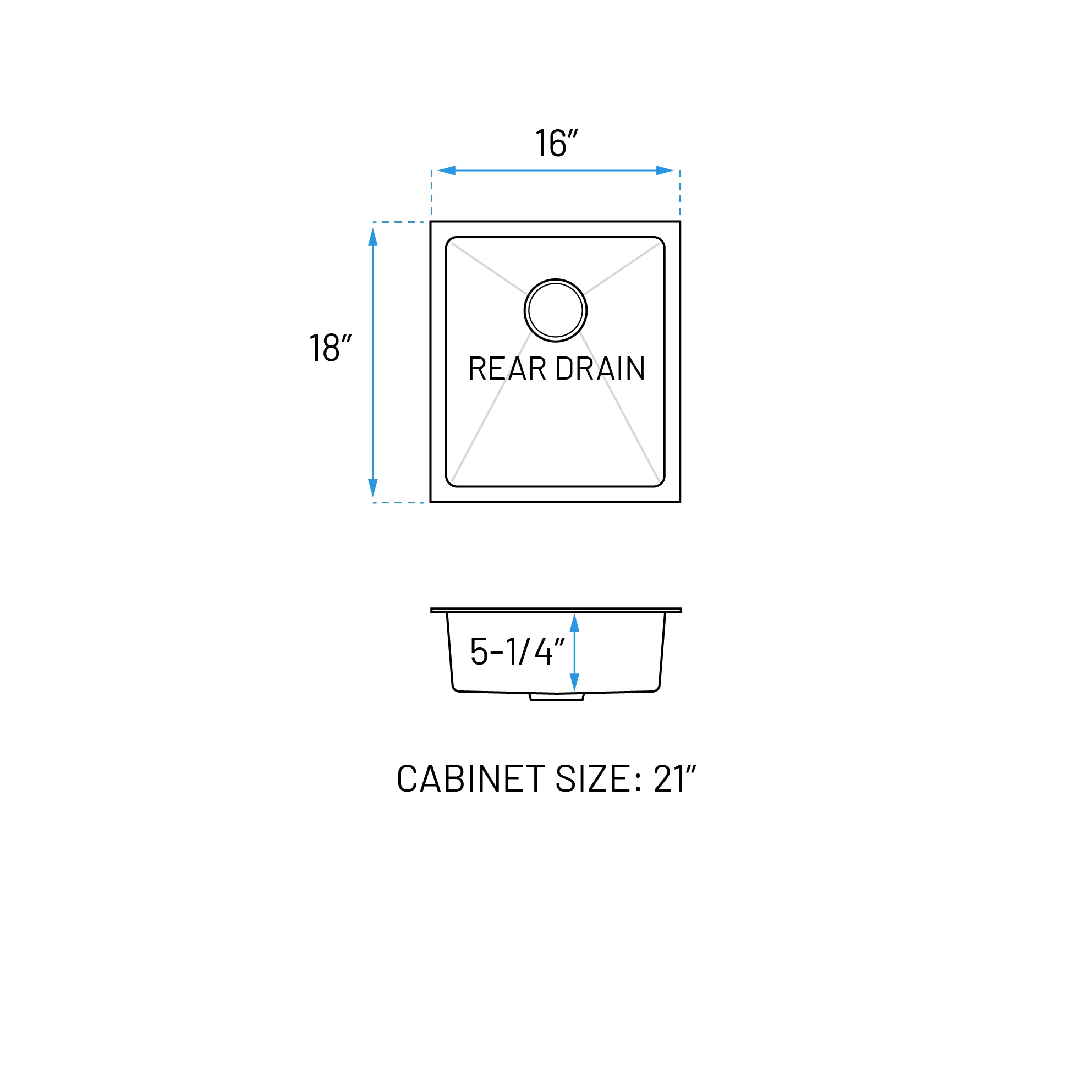 16" ADA-Compliant Undermount Stainless Steel Bar and RV Sink, ADA-KH-1618-S-R20