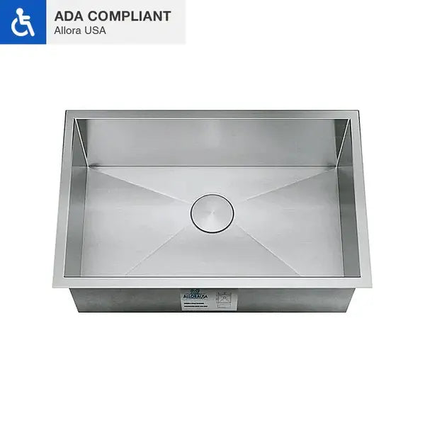 20" Undermount Stainless Steel Single Bowl ADA Kitchen Sink, ADA-KH-2016-S-R0