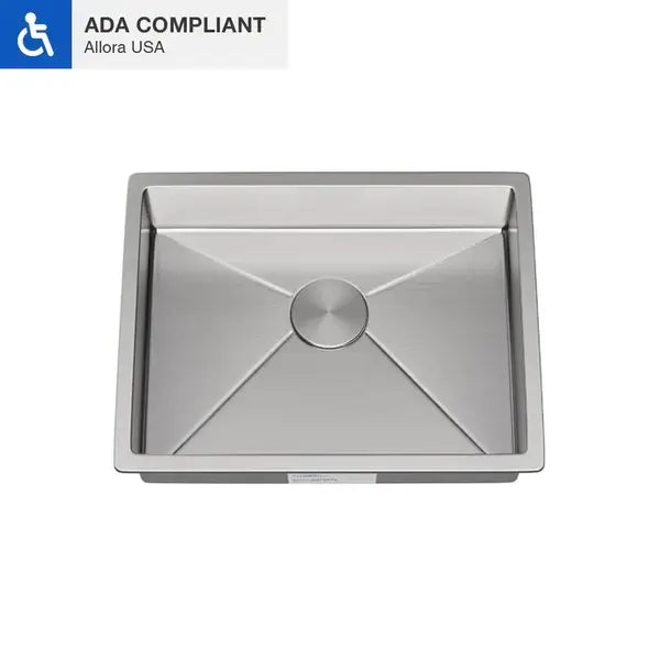 25" Undermount Stainless Steel Single Bowl ADA-Compliant Kitchen Sink, ADA-KH-2518-S-R20