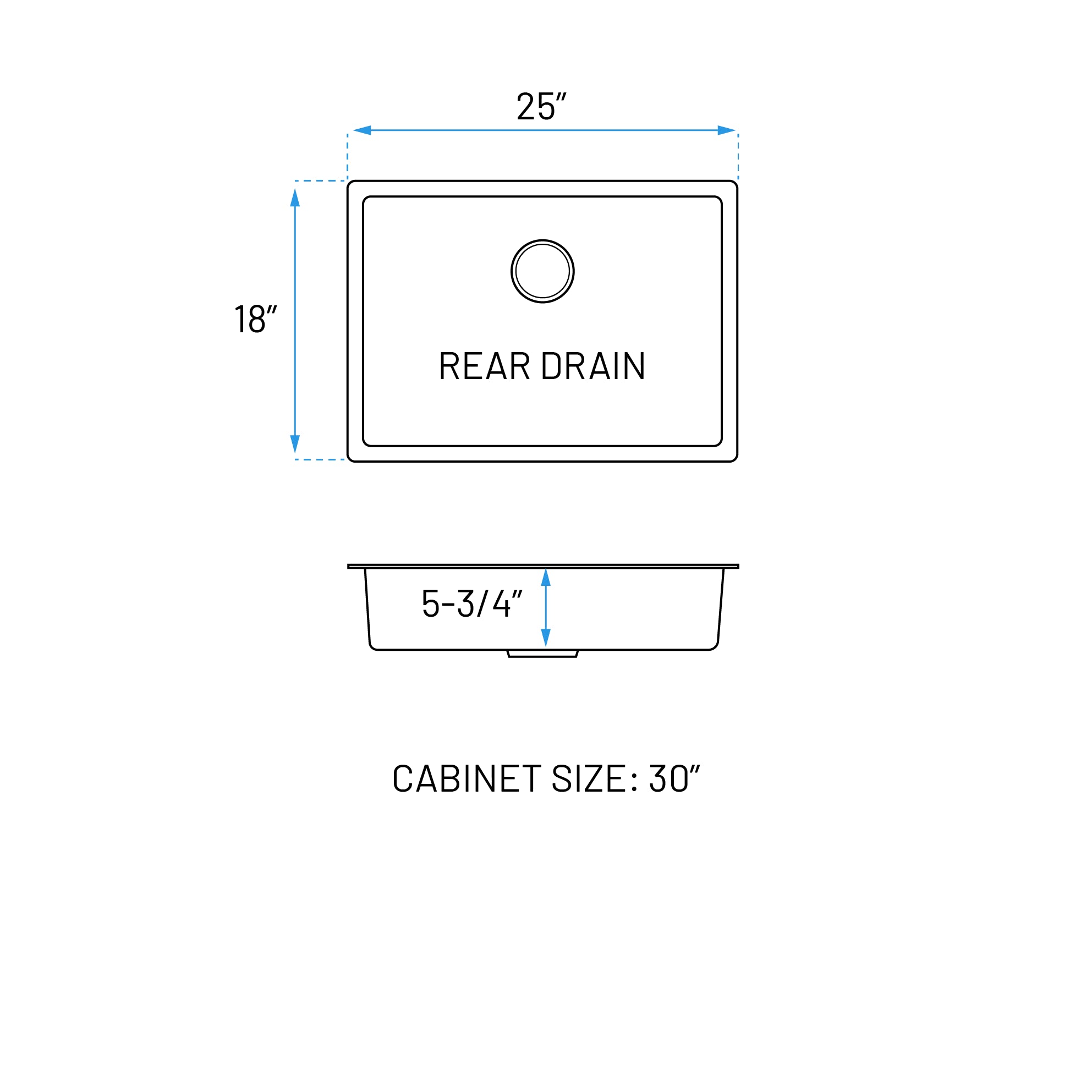 25" Undermount Stainless Steel Single Bowl ADA-Compliant Kitchen Sink, ADA-KH-2518-S-R20