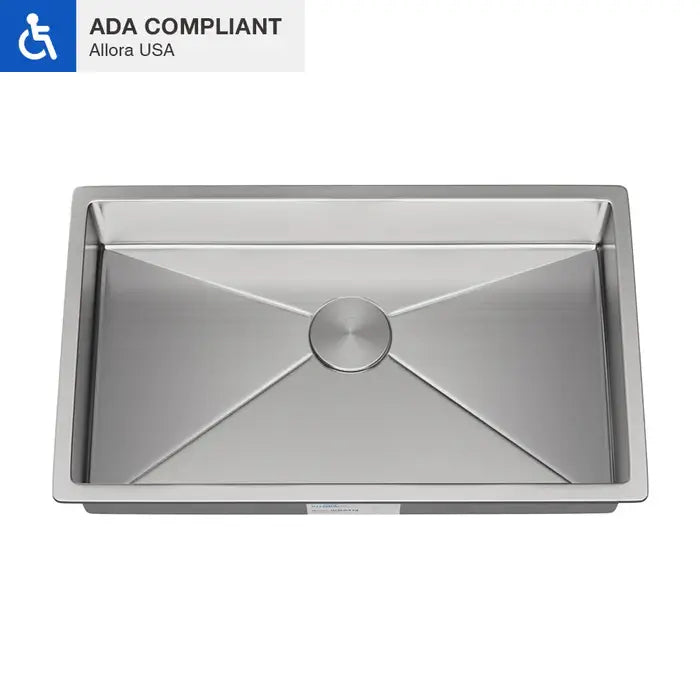 27" ADA Undermount Stainless Steel Kitchen Sink with Tight-Radius Corners
