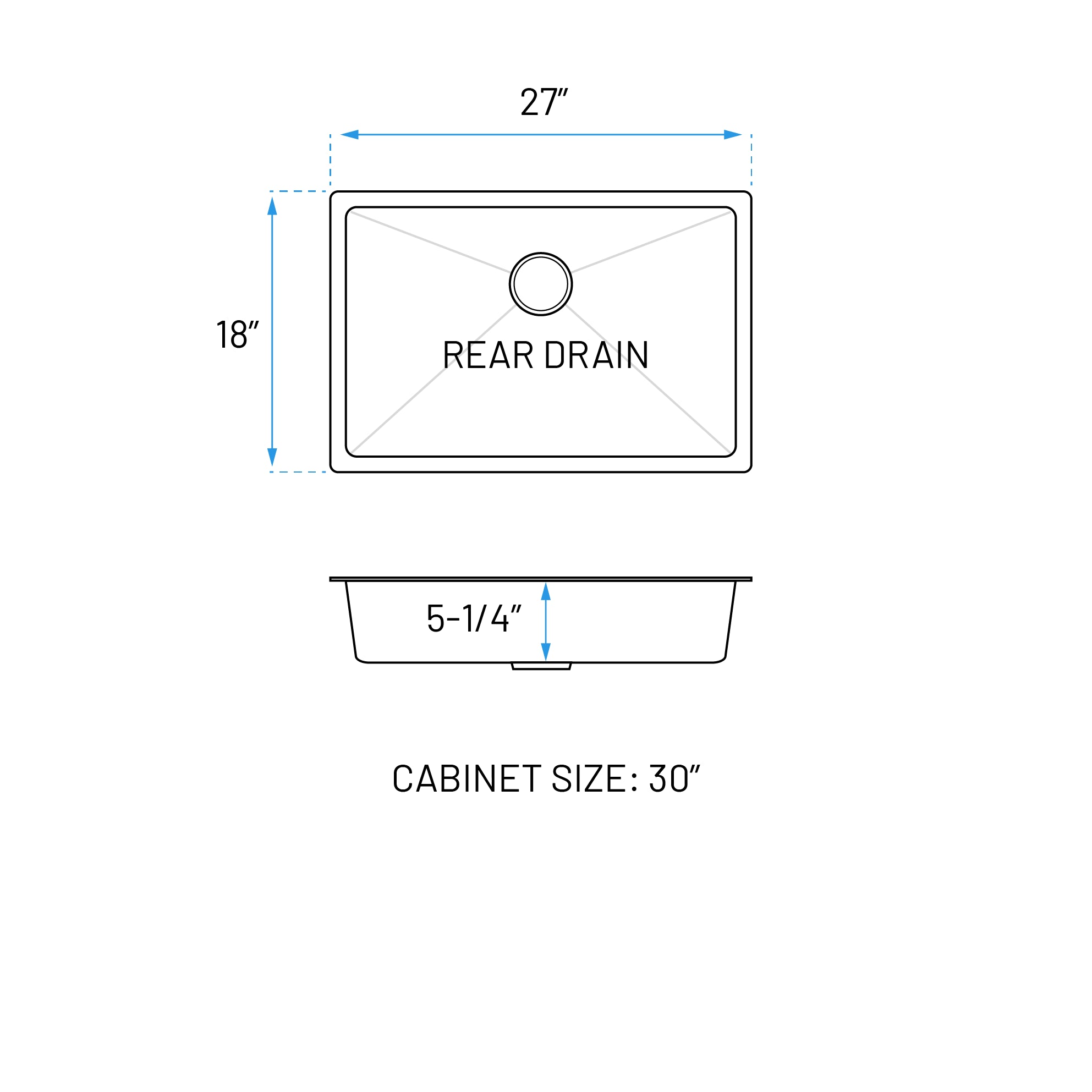 27" Undermount Stainless Steel Single Bowl ADA-Compliant Kitchen Sink, ADA-KH-2718-S-R20