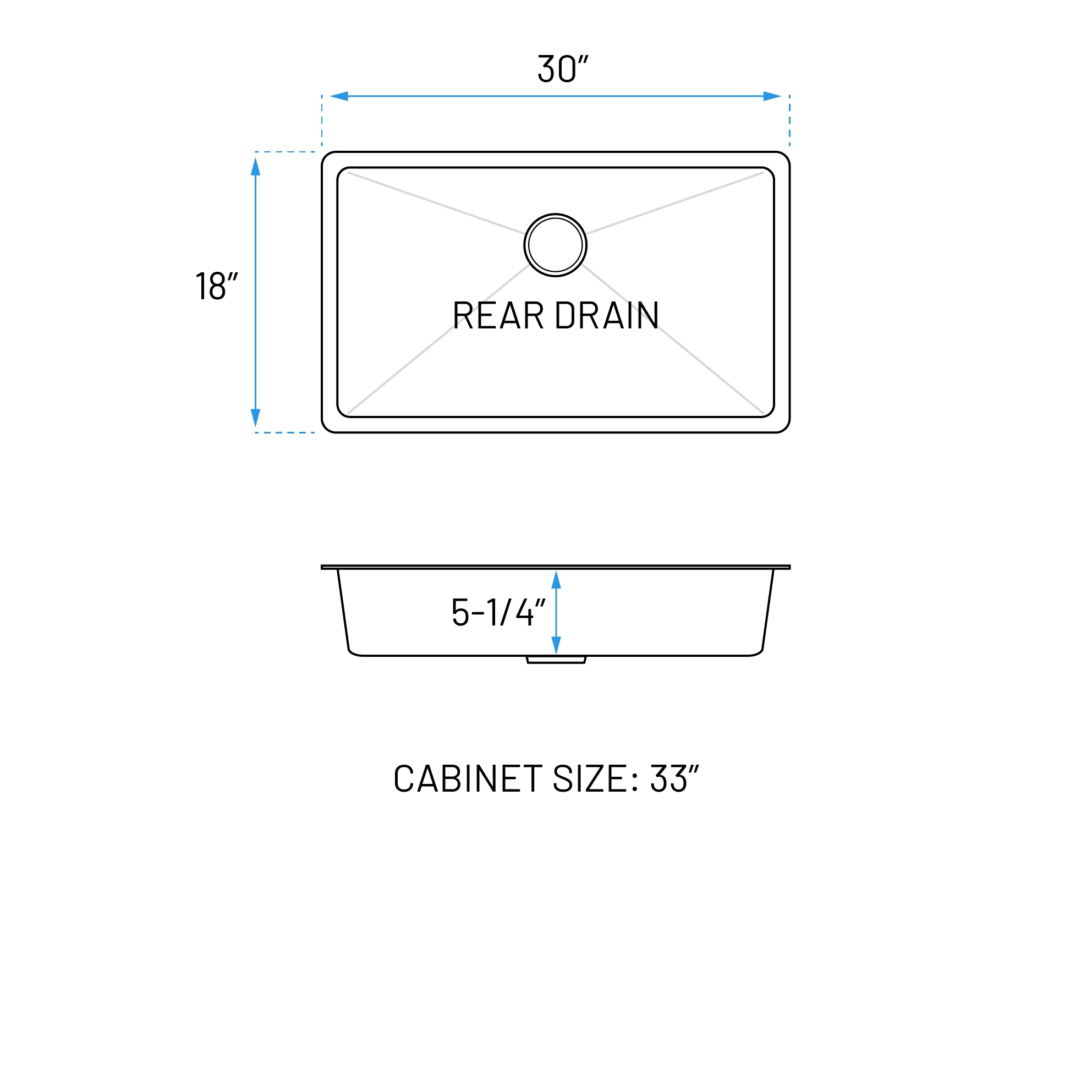 30" Undermount Stainless Steel Single Bowl ADA-Compliant Kitchen Sink, ADA-KH-3018-S-R20