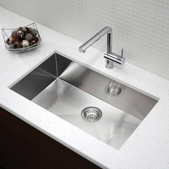 30" Zero Radius Undermount Stainless Steel Single Bowl Kitchen Sink, KH-3018-10-S-R0