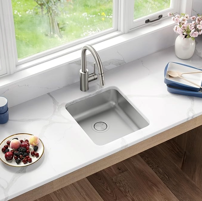 18" Compact Undermount Stainless Steel Single Bowl ADA Bar and RV Sink, ADA-KSN-1816-S