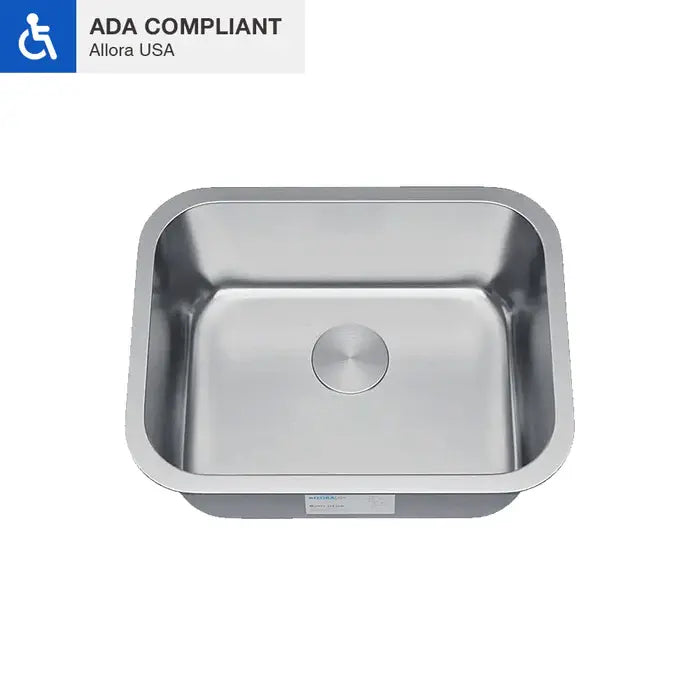 20" Compact Undermount Stainless Steel Single Bowl ADA Kitchen and RV Sink, ADA-KSN-2016-S
