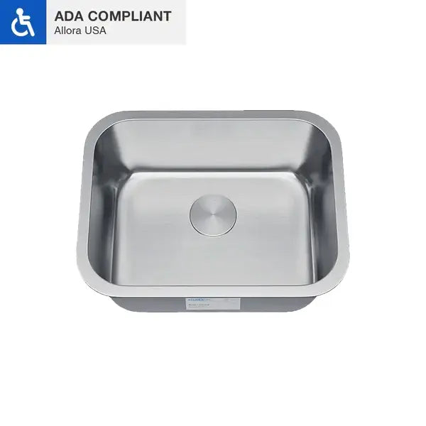 23" ADA-Compliant Undermount Stainless Steel Single Bowl Kitchen Sink, ADA-KSN-2318-S