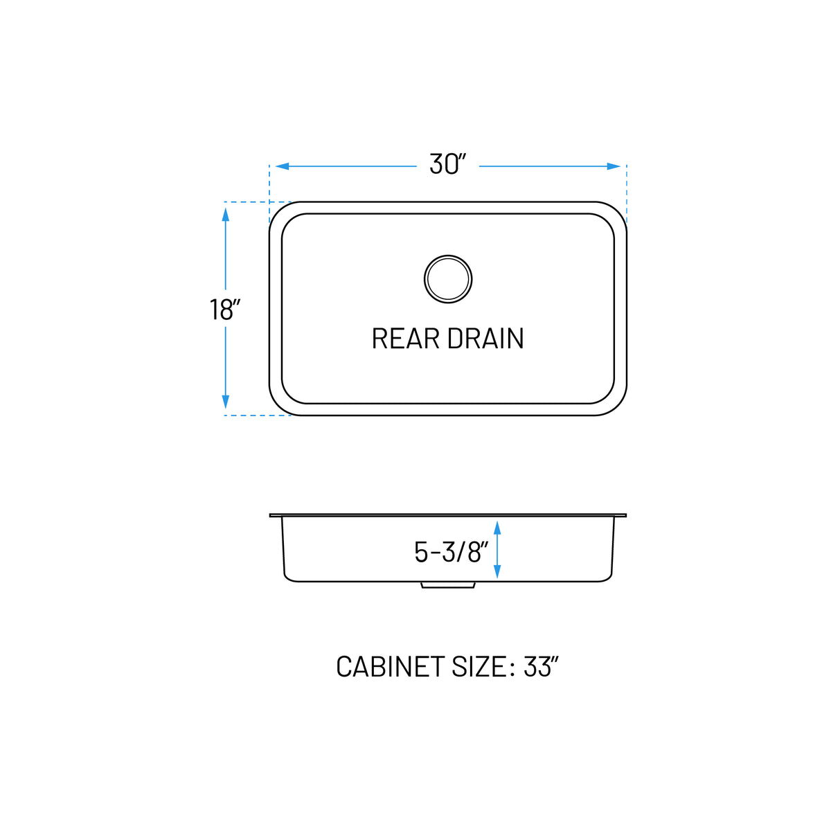 30" ADA Undermount Stainless Steel Kitchen Sink with 2" Radius Corners