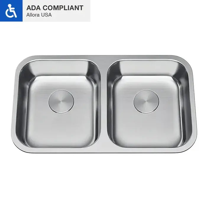 31" ADA-Compliant Undermount Double Bowl Stainless Steel Kitchen Sink, ADA-KSN-3118-D