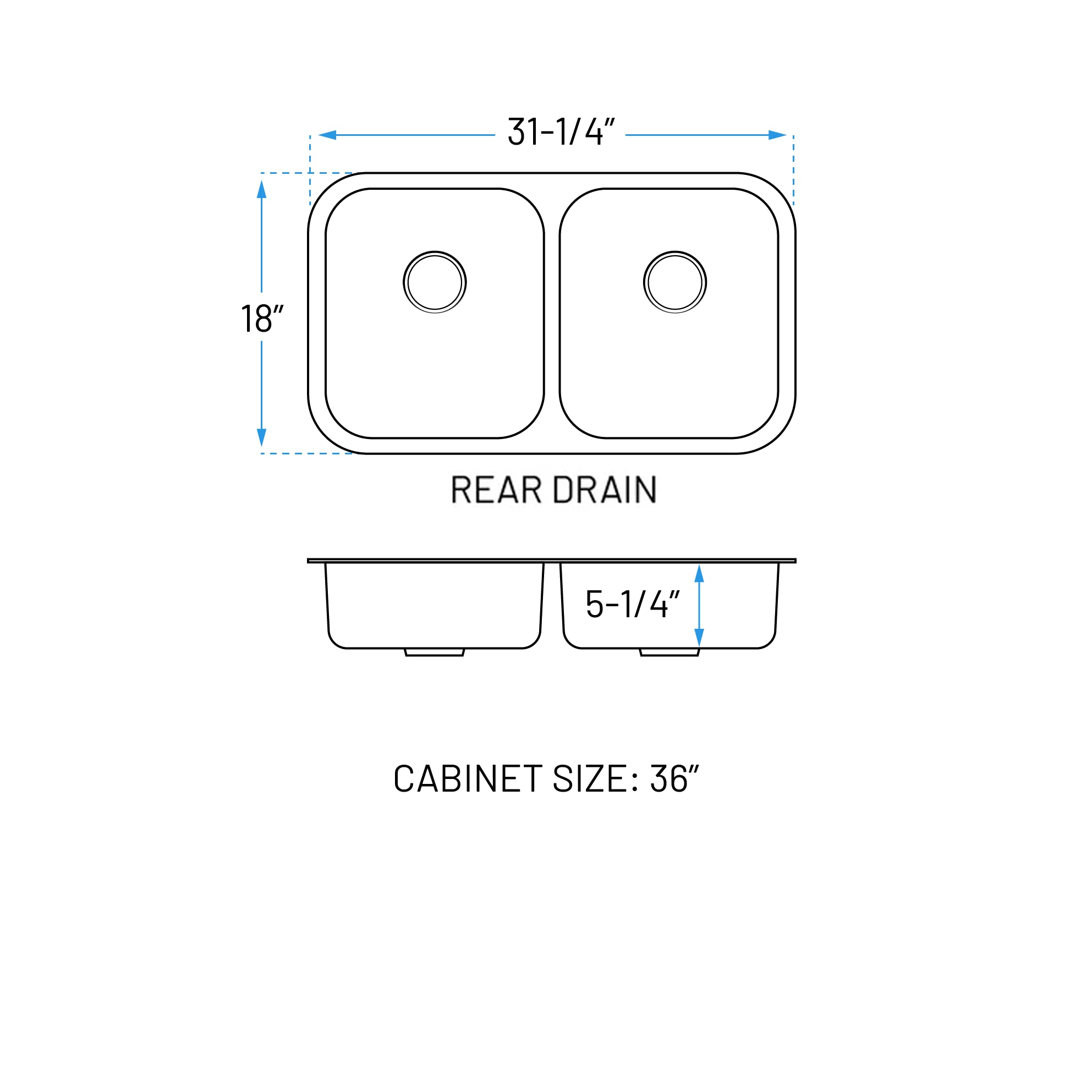 31" ADA-Compliant Undermount Double Bowl Stainless Steel Kitchen Sink, ADA-KSN-3118-D