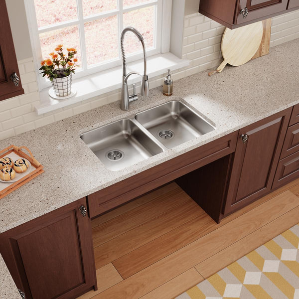 31" ADA-Compliant Undermount Double Bowl Stainless Steel Kitchen Sink, ADA-KSN-3118-D