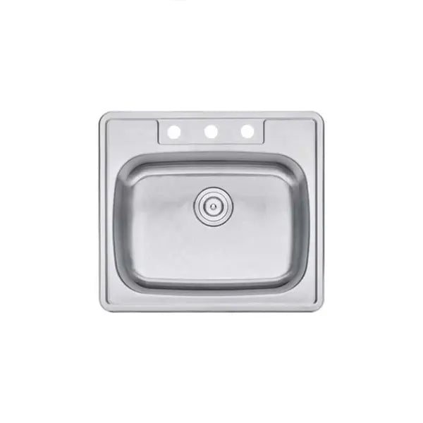 25" Top Mount Stainless Steel 3-Hole Single Bowl ADA Kitchen Sink