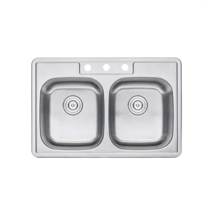 33" ADA-Compliant Top Mount Double Bowl Stainless Steel Kitchen Sink