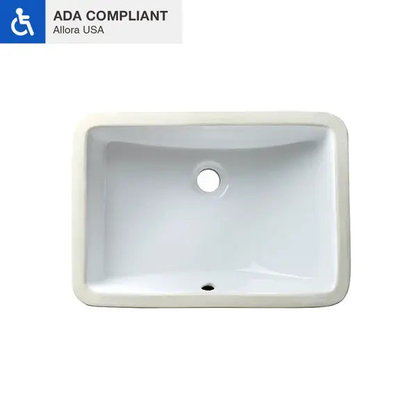 18" x 13" Shallow White Porcelain Undermount ADA Rectangular Bathroom Sink, ADA-VCS-1116-R
