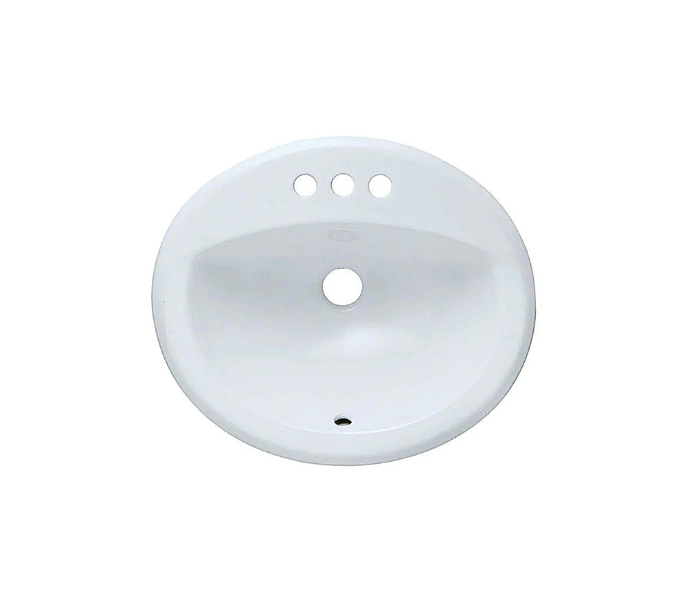 Bulk-Packed 20-1/2" ADA-Depth Oval Porcelain Top Mount Bathroom Sink in White