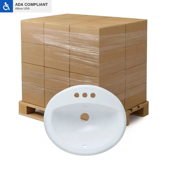 Bulk-Packed 20-1/2" ADA-Depth Oval Porcelain Top Mount Bathroom Sink in White, ADA-VCS-2017-O-T