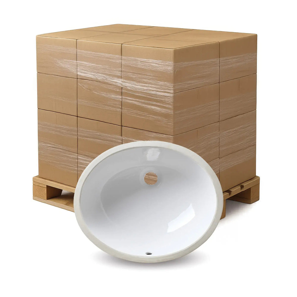 Bulk-Packed 20" x 16" ADA-Depth White Oval Porcelain Undermount Bathroom Sink