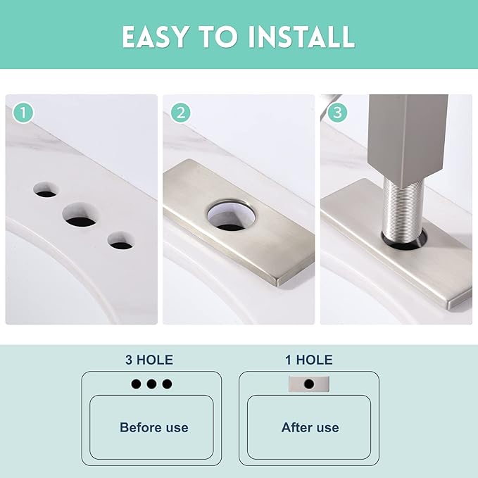 6-Inch Square Chrome Bathroom Deck Plate, AL4-16-C