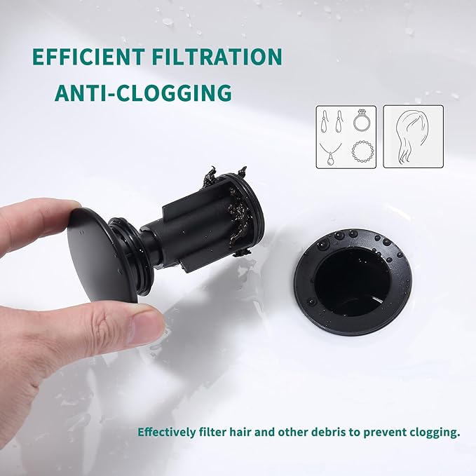 Push and Seal Stainless Steel Pop-Up Bathroom Drain Chrome, AL5-06C