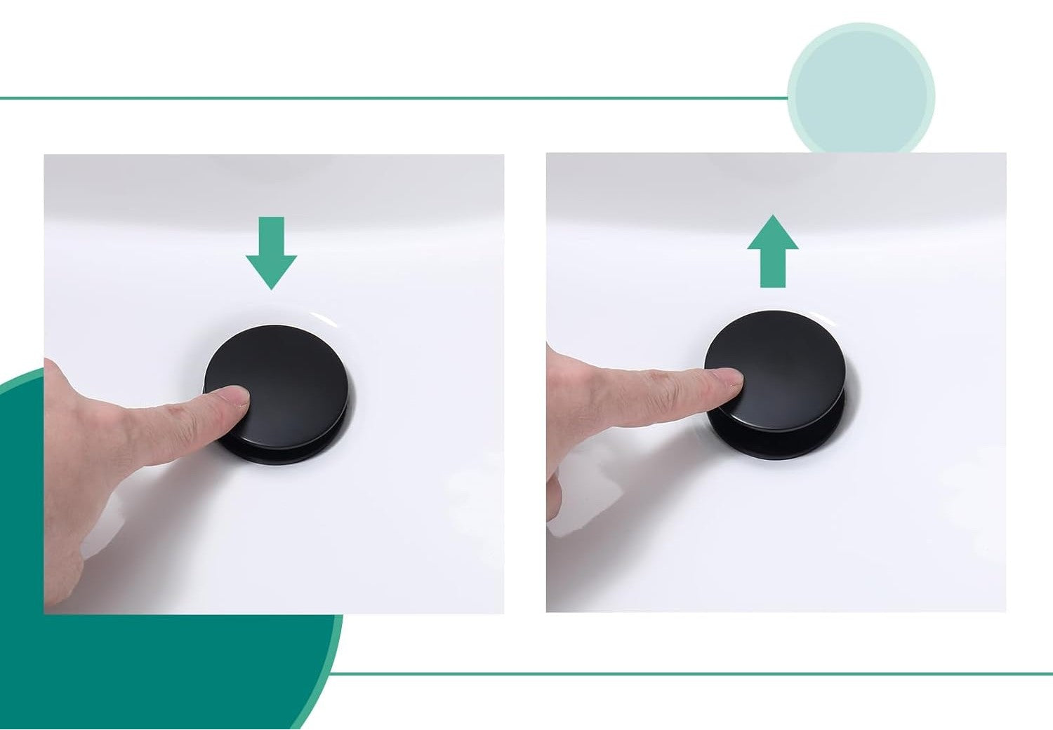 Push and Seal Stainless Steel Pop-Up Bathroom Drain Chrome, AL5-06C