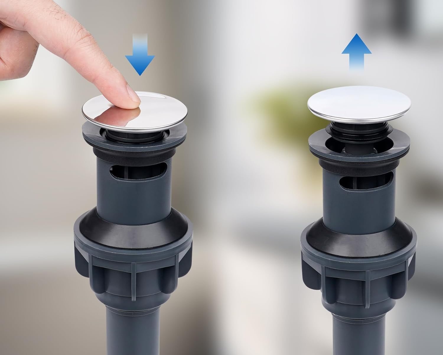 Push and Seal Pop-up Drain Stopper Chrome, AL5-01-C