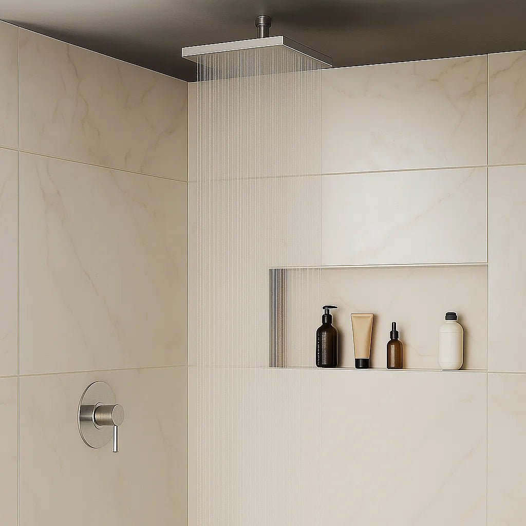 8" Square Brushed Nickel Modern Rain Shower Head, AL8-05-BN