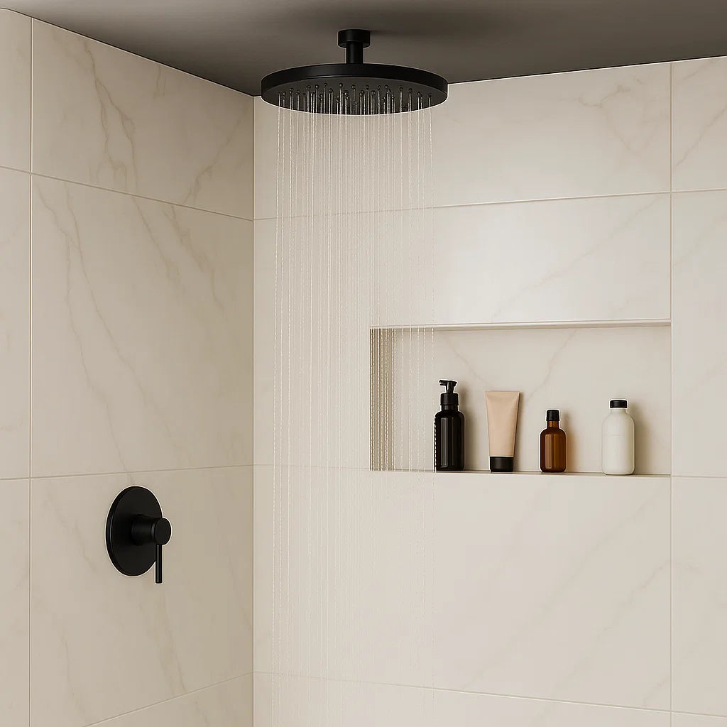 8" Round Matte Black Single-Function Rain Shower Head, AL8-06-BL