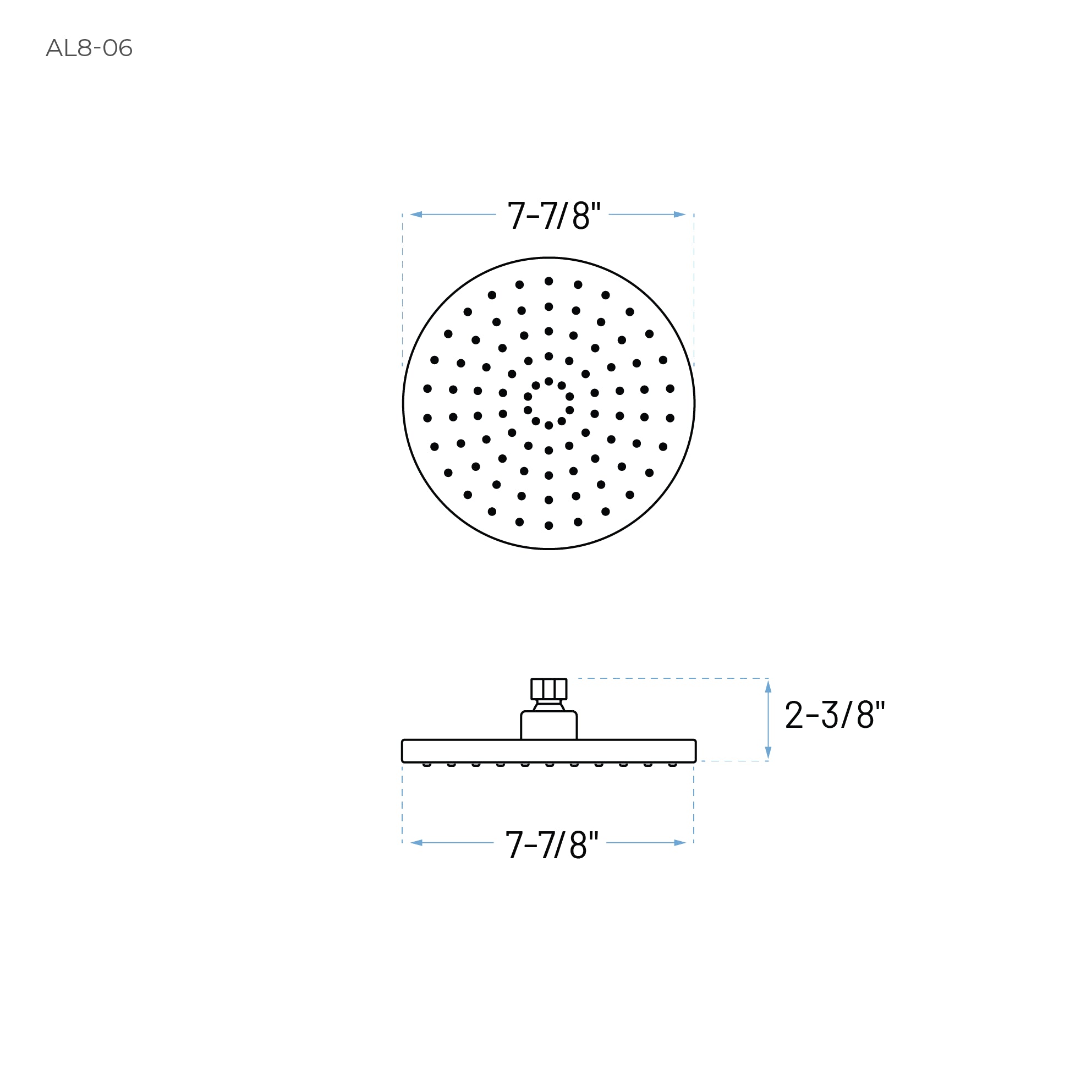 8" Round Brushed Nickel Single-Function Rain Shower Head, AL8-06-BN
