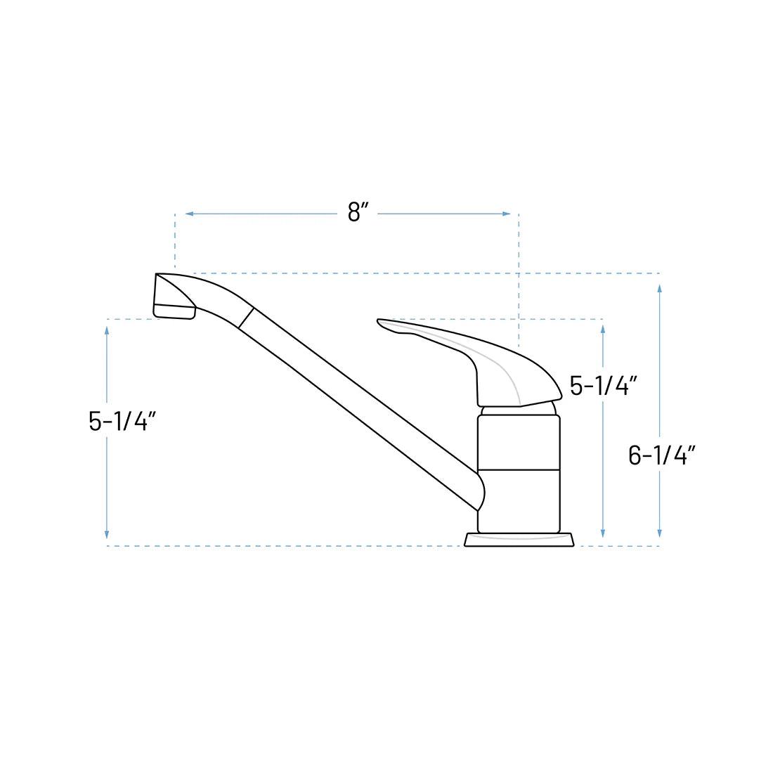 Single Handle Low Arc Deck Mounted Kitchen Faucet with Deckplate in Chrome, B-100-C