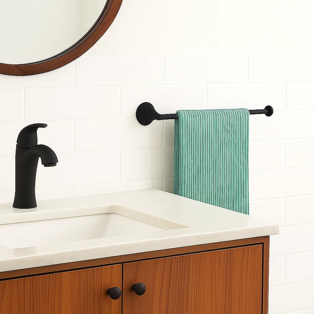 Verdessa Matte Black Four-Piece Bathroom Accessory Set, BAC-76-BL