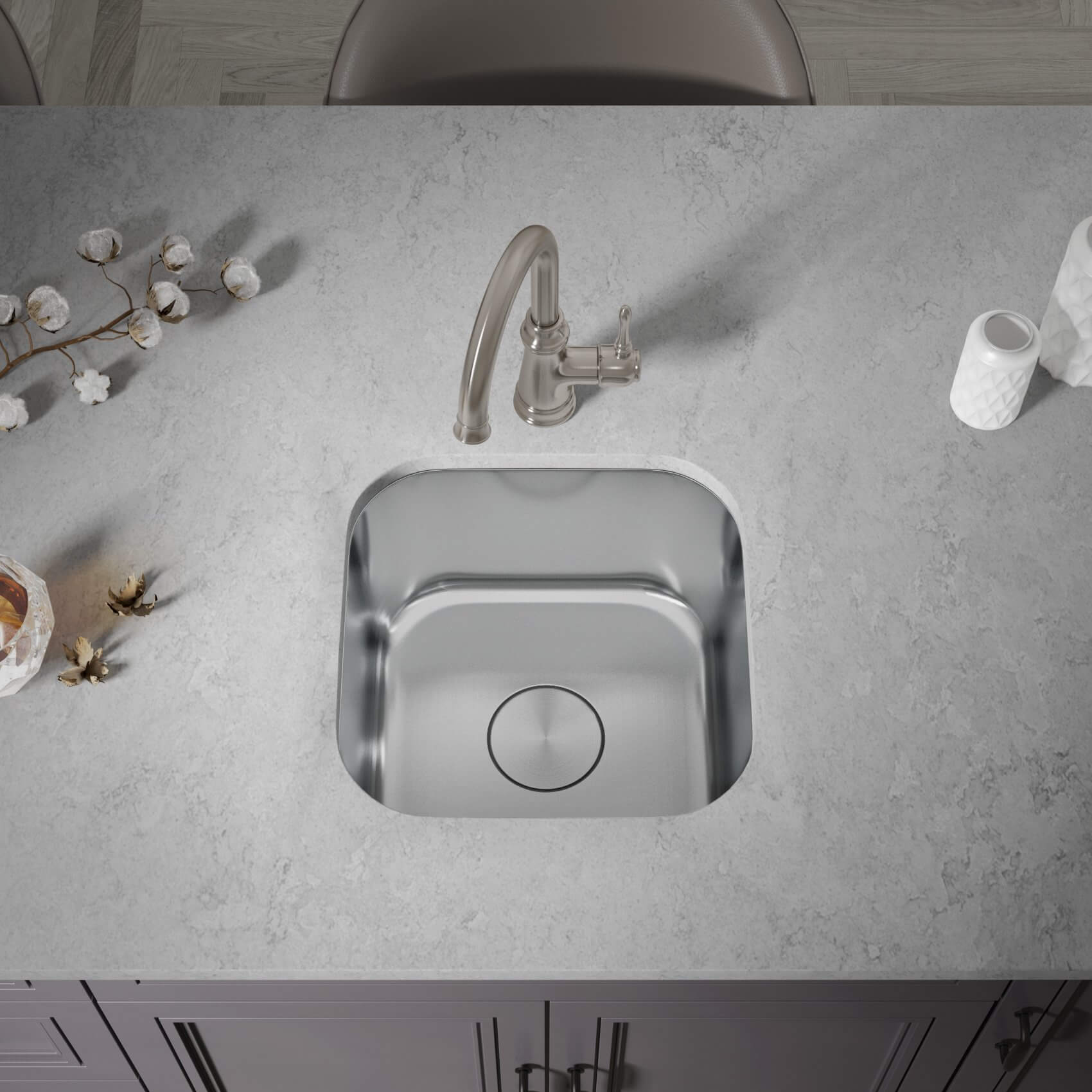 Single Handle Goose Neck Bar Faucet in Brushed Nickel, BAR-7260-BN