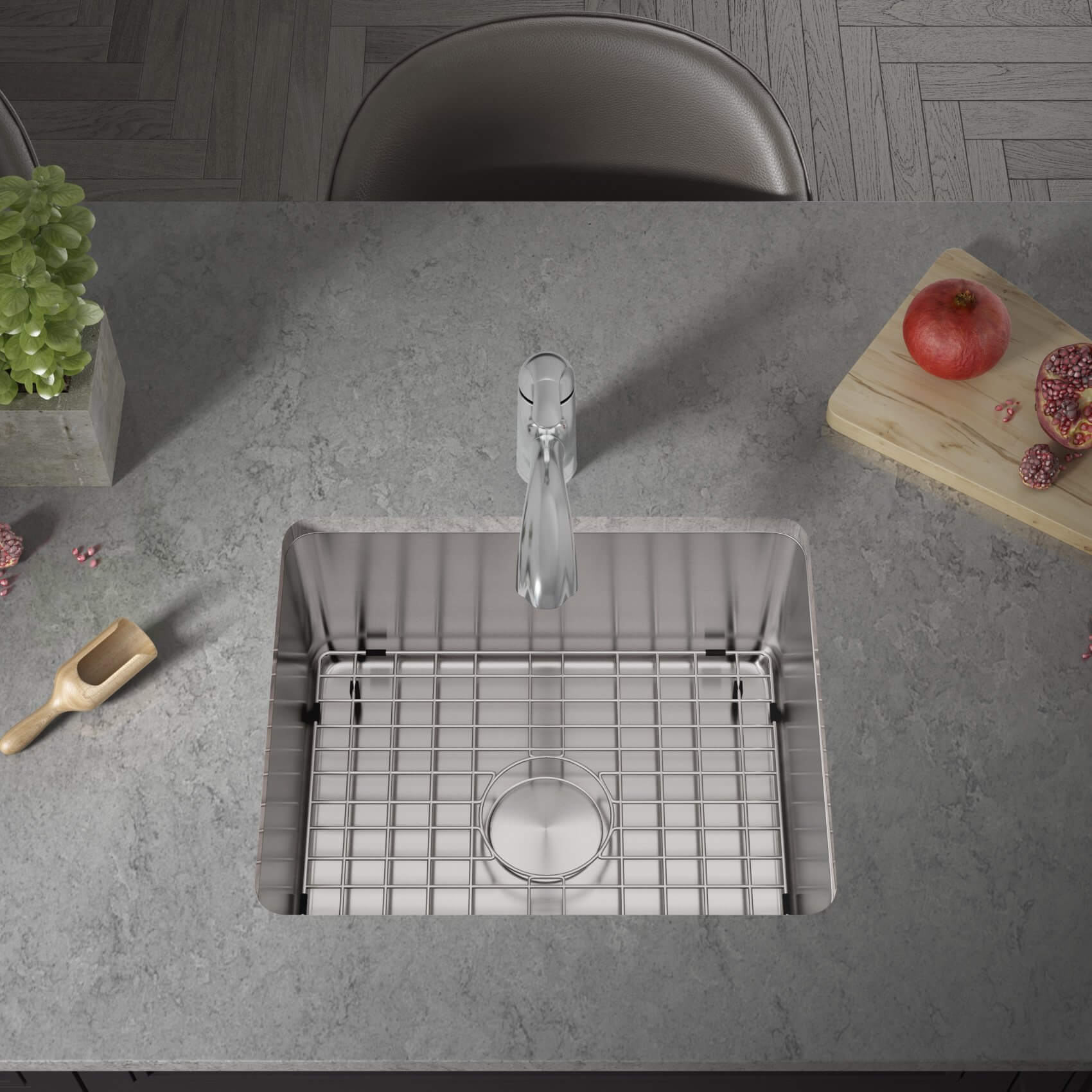 21" Compact Undermount Stainless Steel Bar, RV and Kitchen Sink, KSN-2117-9-S-R25